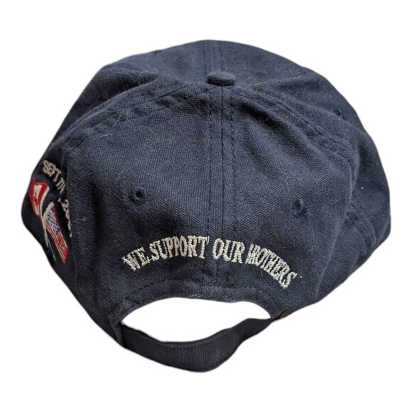 FDNY Fire Dept 9/11 Tribute Hat Canadian & American Flag Embroidered Navy Blue O - Picture 3 of 7